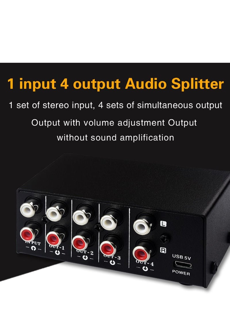LYNEPAUAIO - LYNEPAUAIO B064 1 in 4 out Audio Signal Distributor RCA Interface - Image 1