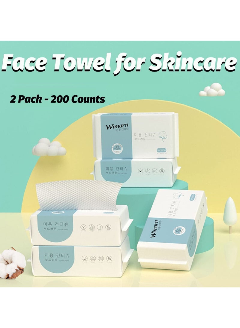 KASTWAVE Disposable Face Towel, 200 Count Soft Cotton Face Towel Dry Wipes, Facial Tissue for Skincare Facial Cleansing Makeup Removing & Surface Cleaning 2 Pack, Gifts for Women - Image 5