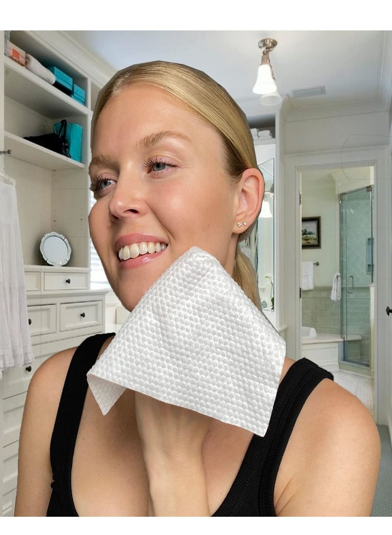 KASTWAVE Disposable Face Towel, 200 Count Soft Cotton Face Towel Dry Wipes, Facial Tissue for Skincare Facial Cleansing Makeup Removing & Surface Cleaning 2 Pack, Gifts for Women - Image 4