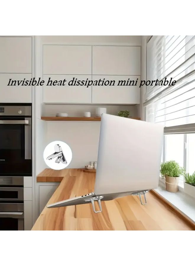 Silvery Foldable Double Layer Laptop Stand Ergonomic Holder for 10 to 18 Inch Notebooks - Image 4