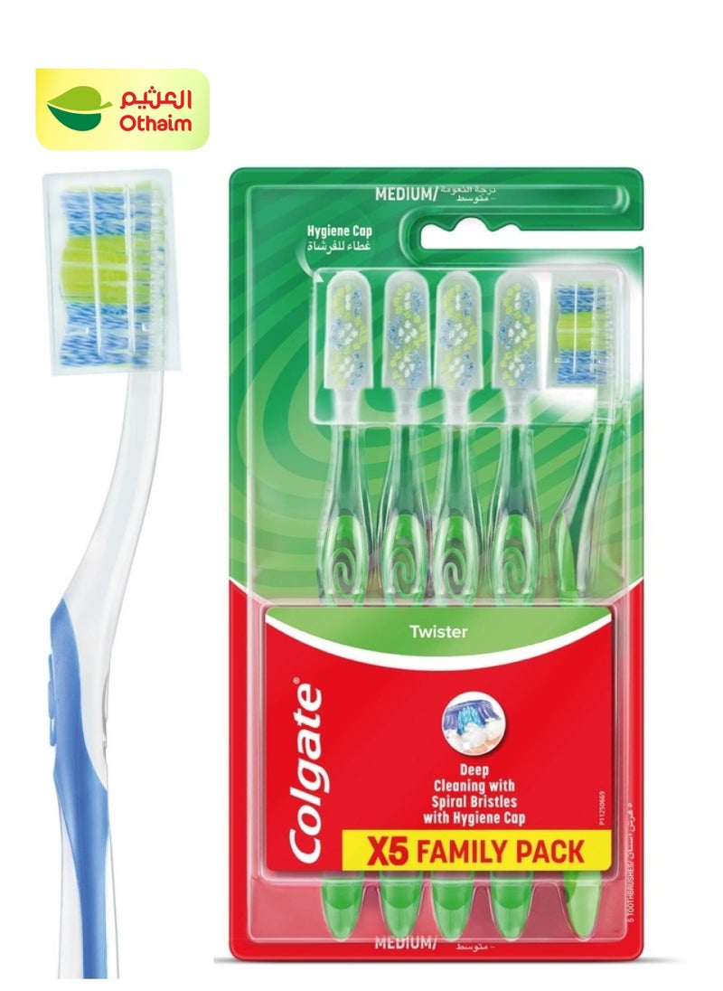 Colgate Twister Deep Cleaning Toothbrush With Hygiene Cap, Medium, 5 Toothbrushes - pzsku/Z76DEEED1580ED5D96667Z/45/1741329844/c6562570-a7b3-4586-8e58-e382bfa753a2