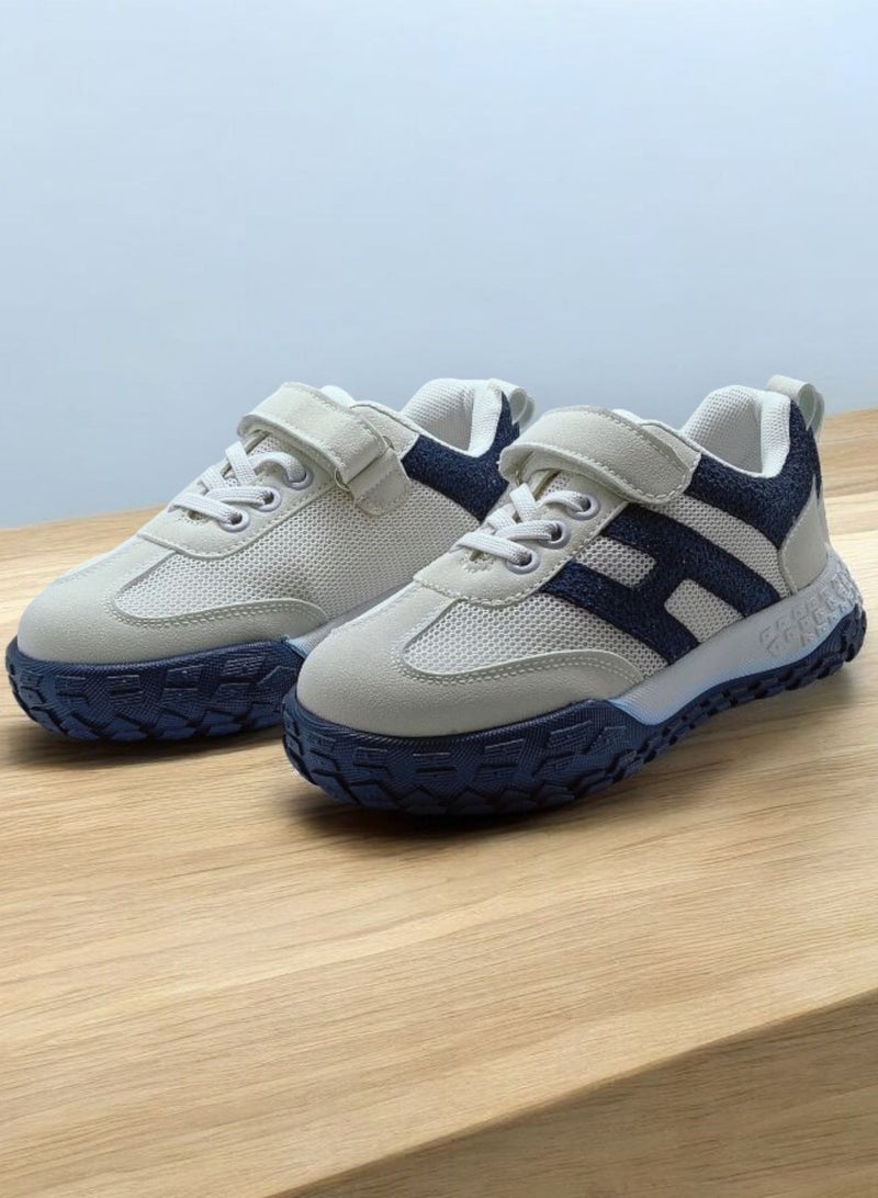 Flat Sneaker Shoes Casual For Kids - White & Blue - Image 2