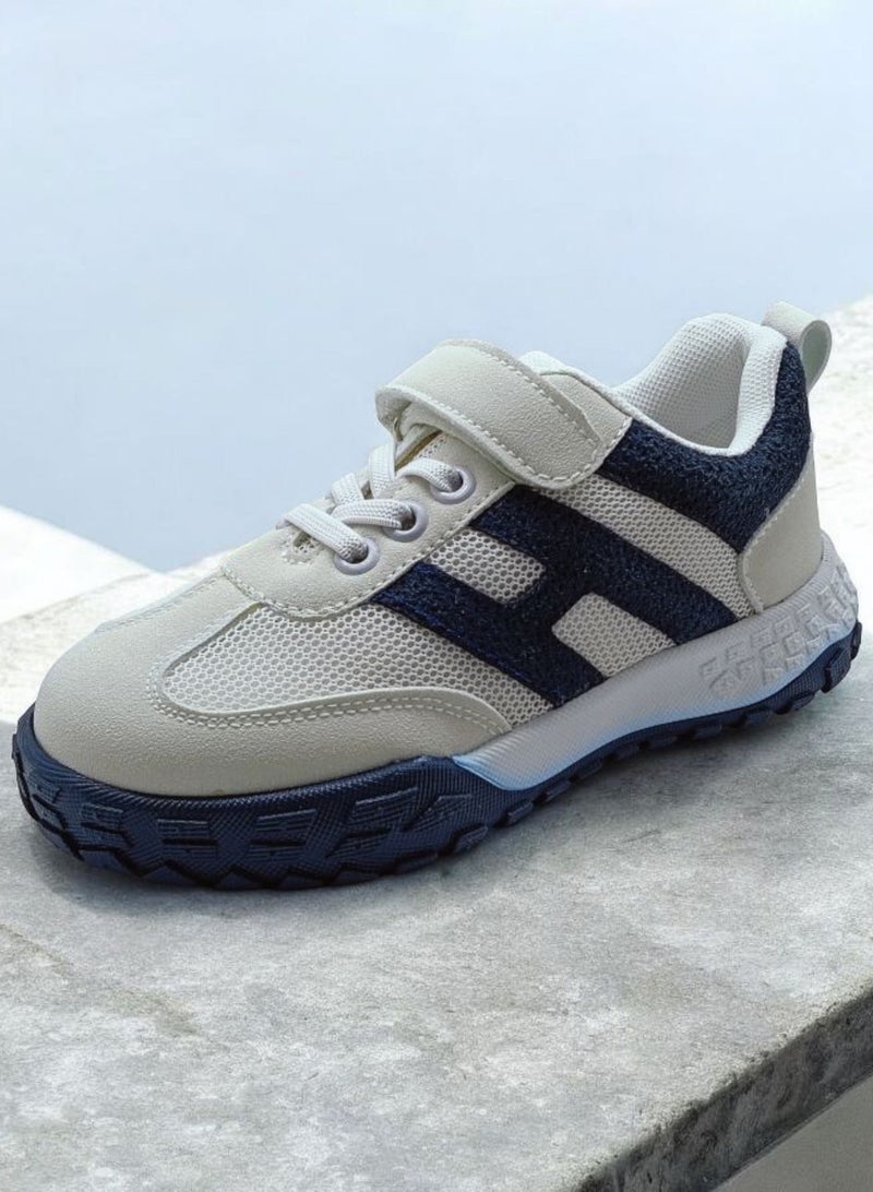 Flat Sneaker Shoes Casual For Kids - White & Blue - Image 3