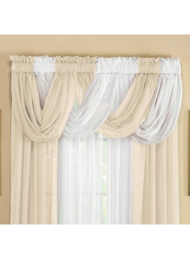 Collections Etc Scoop TwoPiece Rod Pocket SolidColored Sheer Valances for Windows Decorative Accent and Added Privacy for Any Room in Home Cream - Image 5