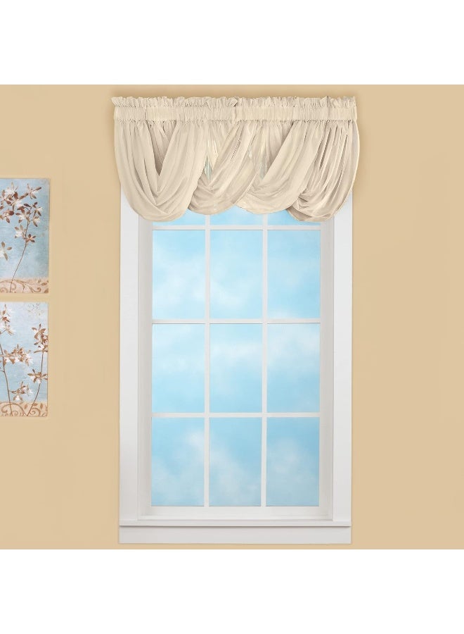 Collections Etc Scoop TwoPiece Rod Pocket SolidColored Sheer Valances for Windows Decorative Accent and Added Privacy for Any Room in Home Cream - Image 3
