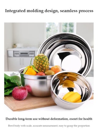 5 Pcs Stainless Steel Mixing Bowls with lid, nested salad bowl, sealed lid, non slip bottom, suitable for kitchen and baking，0.7/1/1.5/3/4.5QT - view 3