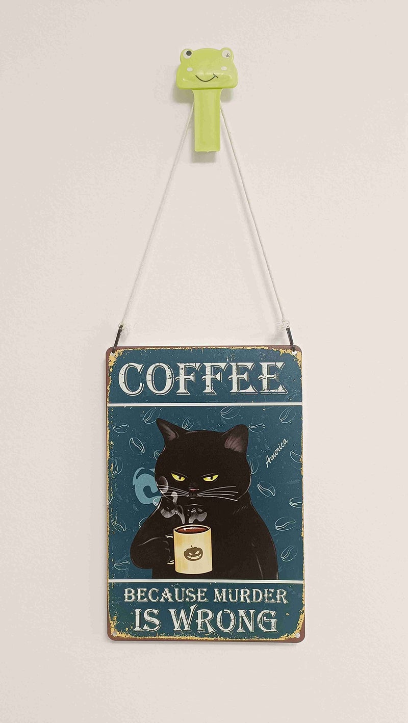 Bestylez Funny Black Cat Signs - Coffee Lovers Kitchen Decor, 12 x 8 Inch (912) - Image 3