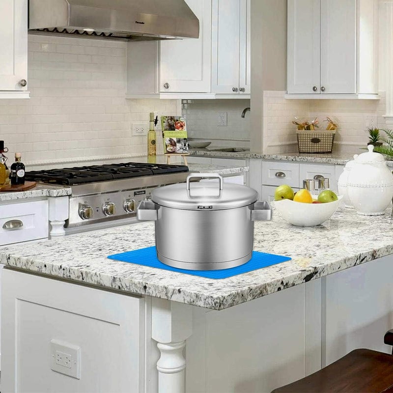 LogHog Large Silicone Trivet Mats for Hot DishesPans Heat Resistant Pot Holder 9x12 Non Slip Flexible Durable Pot Coaster Kitchen Table Mats Set of 2 Blue - Image 5