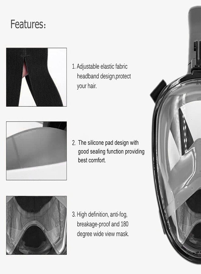 olpad Full Face Snorkel Mask Latest Breathing System, 180 Panoramic Foldable Diving Mask with Detachable Camera Mount, Anti Fog Anti Leak Snorkeling Gear(Black,L/XL) - Image 4