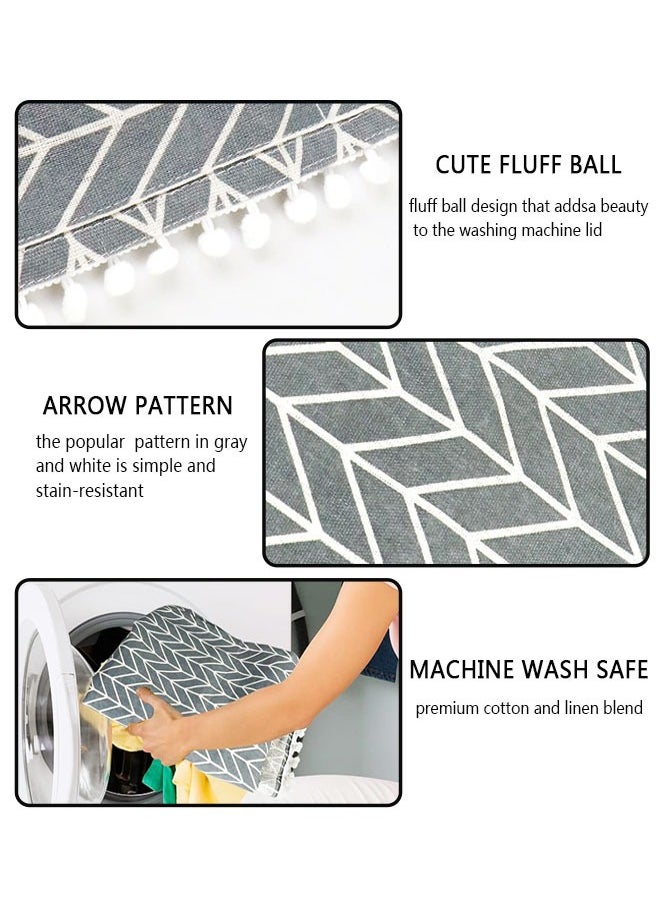 HAWAWA Washer and Dryer Covers for the Top, Cotton and Linen Washing Machine Cover with 6 Storage Pockets, Dustproof Laundry Cover Dryer Top Cover, Washer Cover for Top Protector 55x130cm  - Image 2