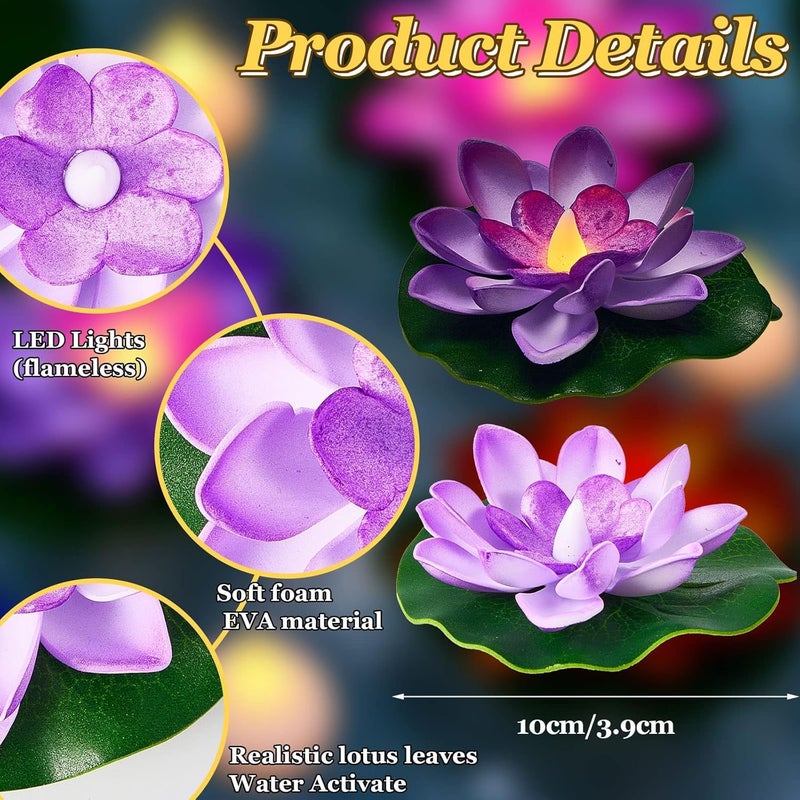 coku 18 Pcs Floating Lotus LED Candles, Water Sensor Diya, 4" Multicolor Flower Lights, Water Activated Tea Lights for Diwali, Navratri, Durga Puja, Wedding, Pool, Urli Bowl, & Home Decor (Pack of 18) - Image 4
