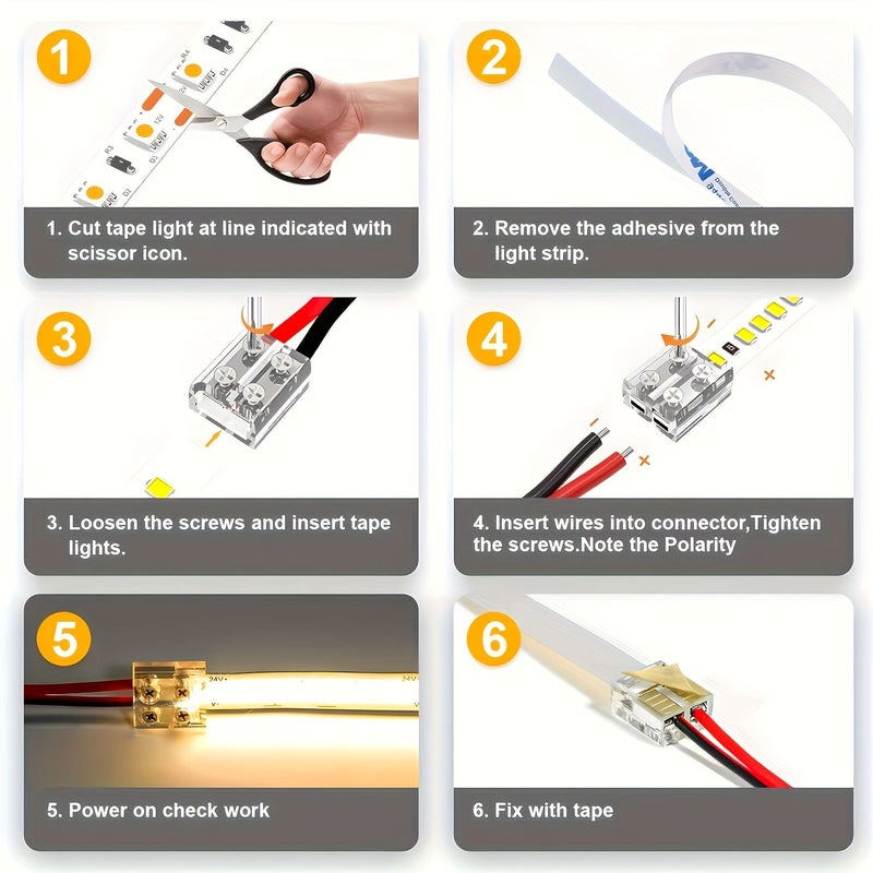 9 Pcs Board To Line Led Strip Light Connectors 10mm Transparent Track Cable With Screwdriver For Home And Commercial Use Flexible Plastic Outdoor Lighting Fixture - Image 2