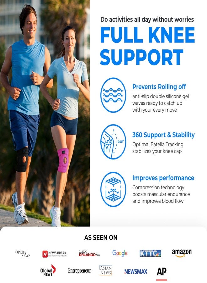 MODVEL Knee Brace with Side Stabilizers | FSA or HSA eligible | Patella Gel Pads Knee Support Braces for Knee Pain, Meniscus Tear,ACL,MCL,Arthritis, Joint Pain Relief,Injury Recovery. (L/XL Pink) - Image 3