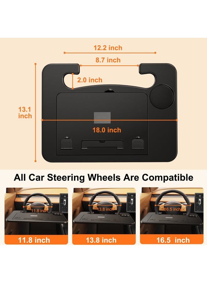 Fumcsy Angle Adjustable car Steering Wheel Desk,3 in 1 Car Steering Wheel Tray,car Laptop Mount | Car Reading Stand | Car Food Tray with Drinks Holder, Multipurpose Travel Car Accessories - Image 5