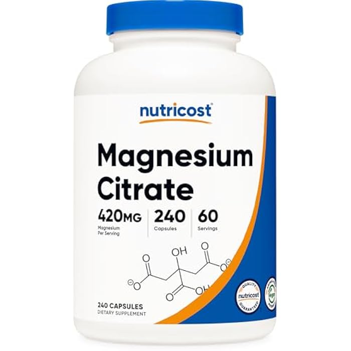 Nutricost Magnesium Citrate 420mg, 240 Veggie Capsules - 60 Servings, Gluten Free, Non-GMO, Vegetarian Friendly - Image 1