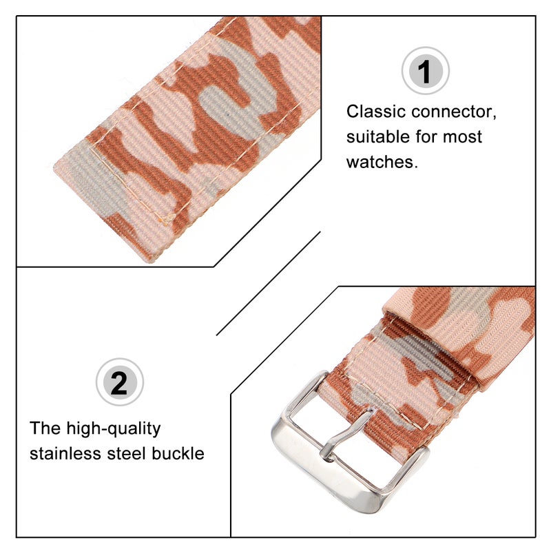 Camouflage Nylon Watchbands Wristband Parts for Watch Daily Use Brown 1Pack - Image 3