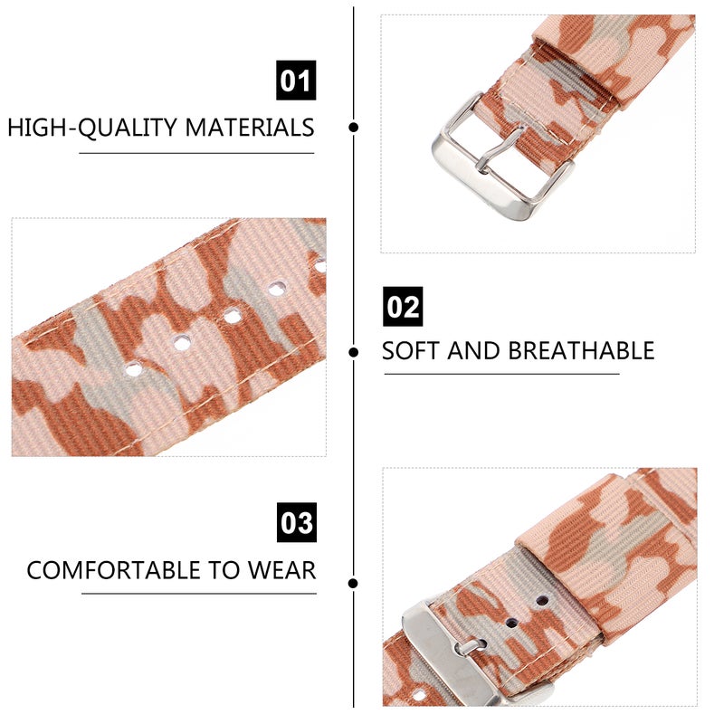 Camouflage Nylon Watchbands Wristband Parts for Watch Daily Use Brown 1Pack - Image 4