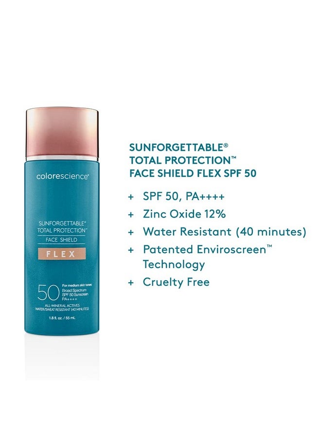 Colorescience - Colorescience Total Protection Face Shield Flex SPF 50, Zinc Oxide Formula, Medium, 1.8 fl. oz. - Image 1