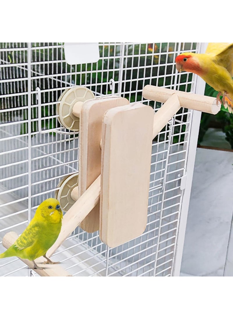 SYOSI Parrot Play Stand, Wooden Bird Playground for Parrots and Small Birds, Chew-Resistant Seesaw with Multi-Activity Perches for Cockatiels Parakeets Budgies Lovebirds, Indoor Play Area, Wood, 1 Pack - Image 3