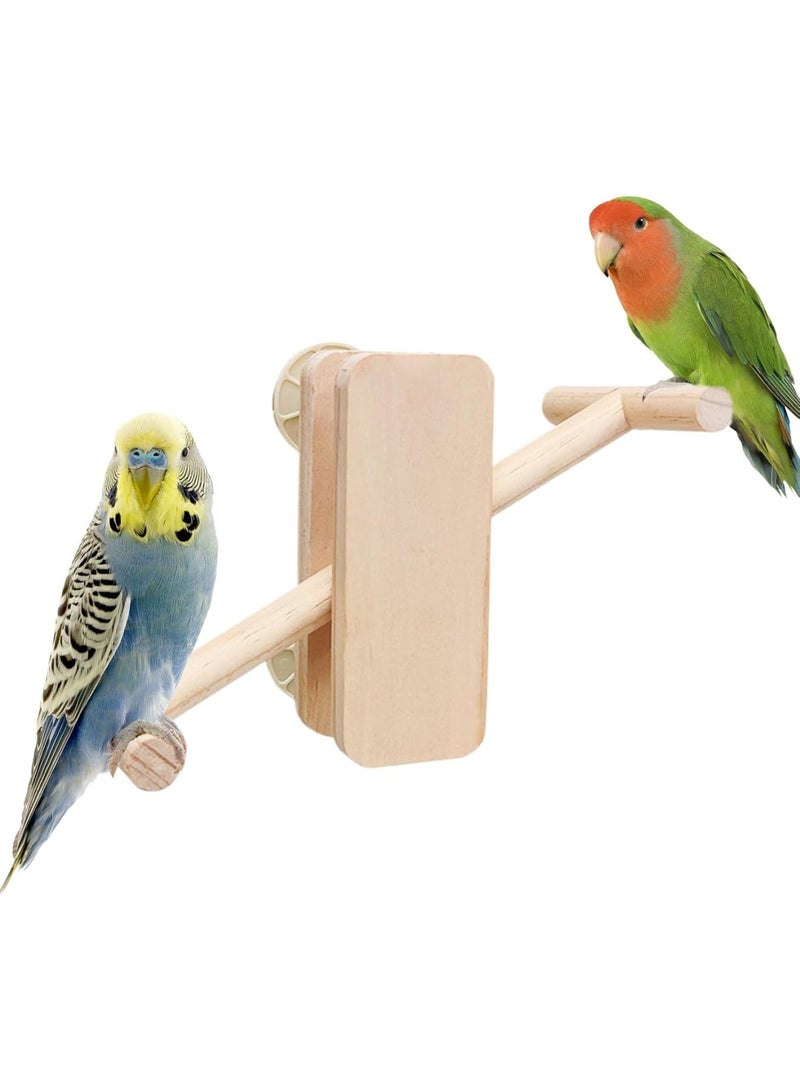SYOSI Parrot Play Stand, Wooden Bird Playground for Parrots and Small Birds, Chew-Resistant Seesaw with Multi-Activity Perches for Cockatiels Parakeets Budgies Lovebirds, Indoor Play Area, Wood, 1 Pack - Image 1