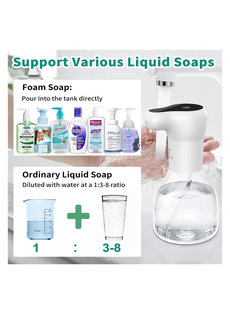 SOLARAE Automatic Soap Dispenser, 450ML Touchless Foaming Soap Dispenser Rechargeable, 3 Levels Adjustable, 2 in 1 (IR Sensor+Push Spray), Electric Liquid Hand Soap Dispenser Waterproof for Kitchen Bathroom - Image 4
