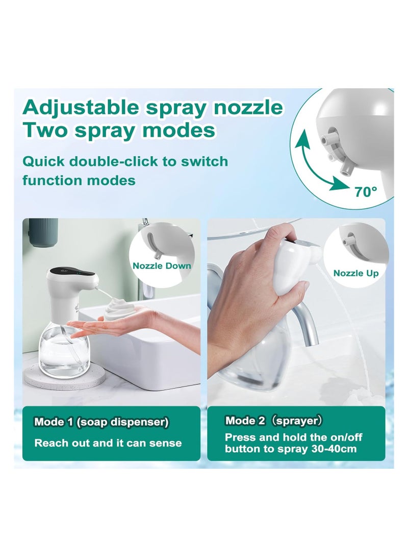 SOLARAE Automatic Soap Dispenser, 450ML Touchless Foaming Soap Dispenser Rechargeable, 3 Levels Adjustable, 2 in 1 (IR Sensor+Push Spray), Electric Liquid Hand Soap Dispenser Waterproof for Kitchen Bathroom - Image 3