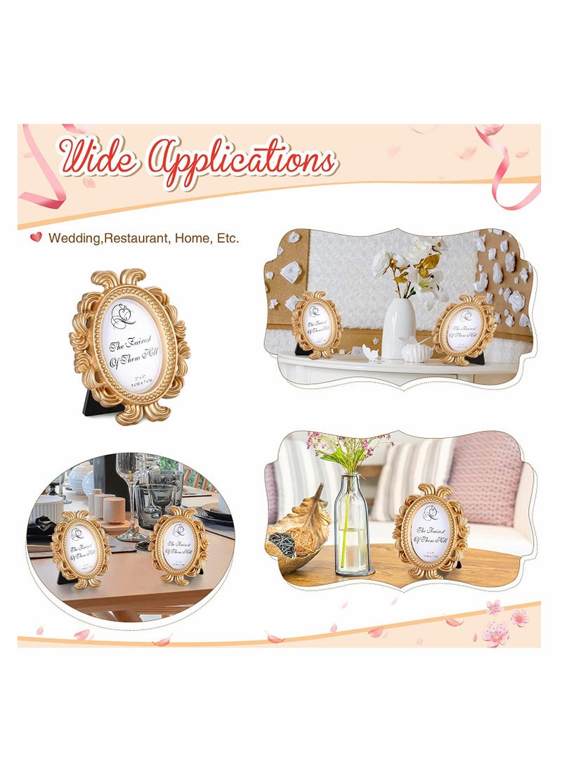 Excefore إطار صور عتيق إطار صور صغير إطار صورة باروكي لحامل بطاقة  إطار دائري من الراتنج عرض طاولة زينة حفلات إطار من الراتنج ذهب 6 قطع - Image 4