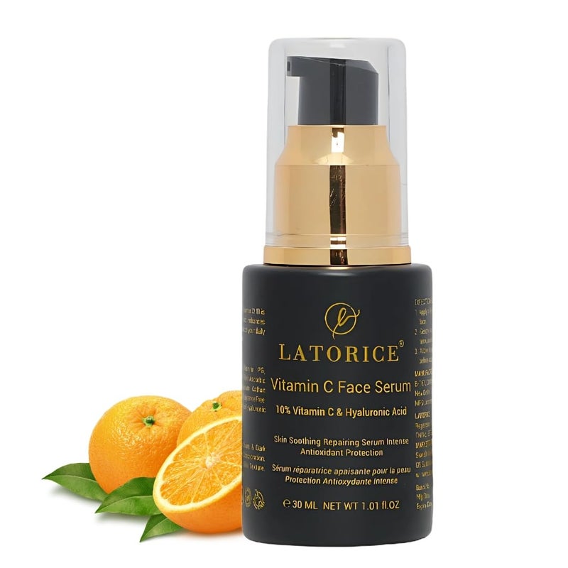 LATORICE Dull Skin Dark Spots Uneven Tone Treatment 10 Vitamin C Face Serum Formulated Tested for Sensitive Skin with Ethyl Ascorbic Acid Hyaluronic Acid All Skin TypesFor Men Women 30Ml - Image 1