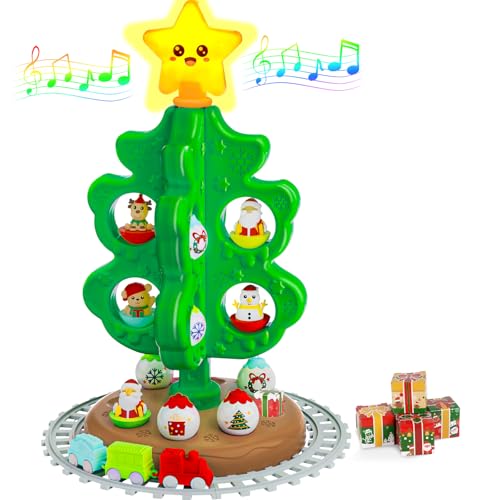 Handwell My First Christmas Tree for Kids Light Up Star Musical Toy Toddler Christmas Tree Decoration Toy Set with Colorful Ornaments DIY TrainTrack Roly Poly Toys Finger Puppets Xmas Gifts for Boys Girl - Image 1