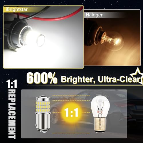 iBrightstar مصباح LED أبيض iBrightstar 1157، BAY15D 2057 2357 7528 مصابيح تشغيل نهارية فائقة السطوع لمصابيح الرجوع للخلف ومصابيح الفرامل ومصابيح الإشارة، عبوة 2 - Image 2