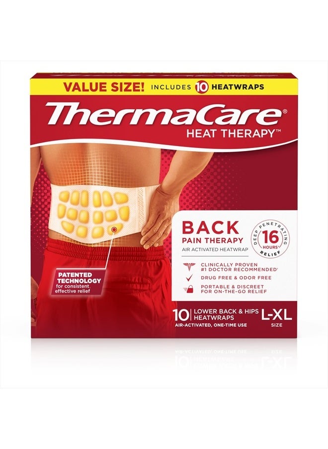 ThermaCare - Advanced Back Therapy HeatWraps, Disposable Heat Therapy Patches, Instant Muscle & Herniated Disc Relief, L/XL, 10 Count - Image 1
