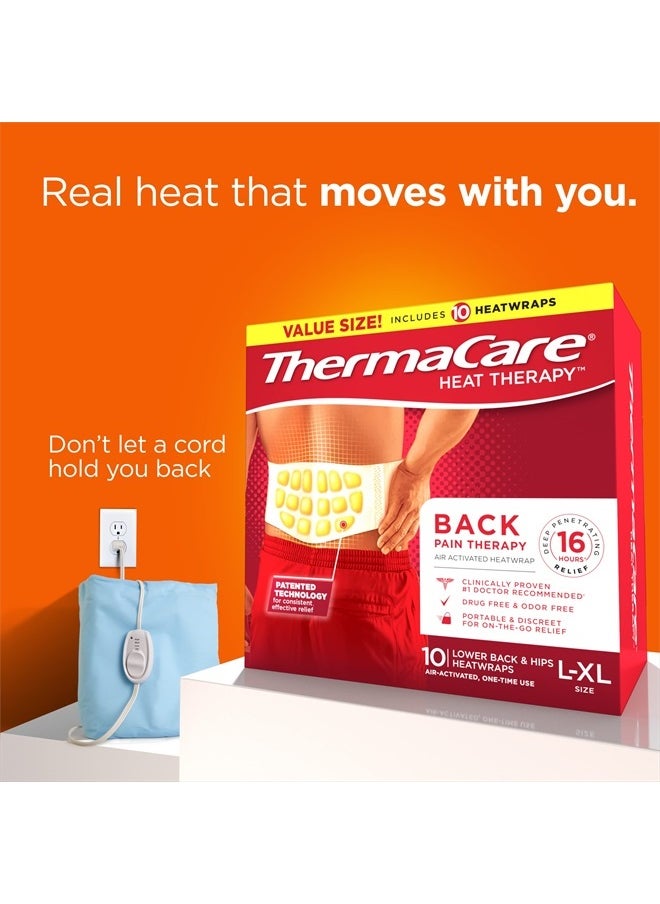 ThermaCare - Advanced Back Therapy HeatWraps, Disposable Heat Therapy Patches, Instant Muscle & Herniated Disc Relief, L/XL, 10 Count - Image 1
