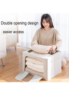 JCB CHIC Clothes Storage Bins with Metal Frame, Foldable Storage Box with Handles & Clear Window & Double Zippers, Fabric Closet Organizers and Storage Bins (100L) (3 Pack, Grey)  - Image 4