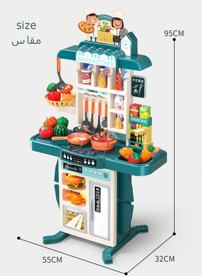 Kids kitchen Play Toy Set,54-Piece Beautiful Pretend Kitchen Play Set Toy, Cutting Play Kitchen Set for Kids, Pretend Cooking Fruit & Vegetables Fast Food,  Educational Gift for Children Birthday - Image 2