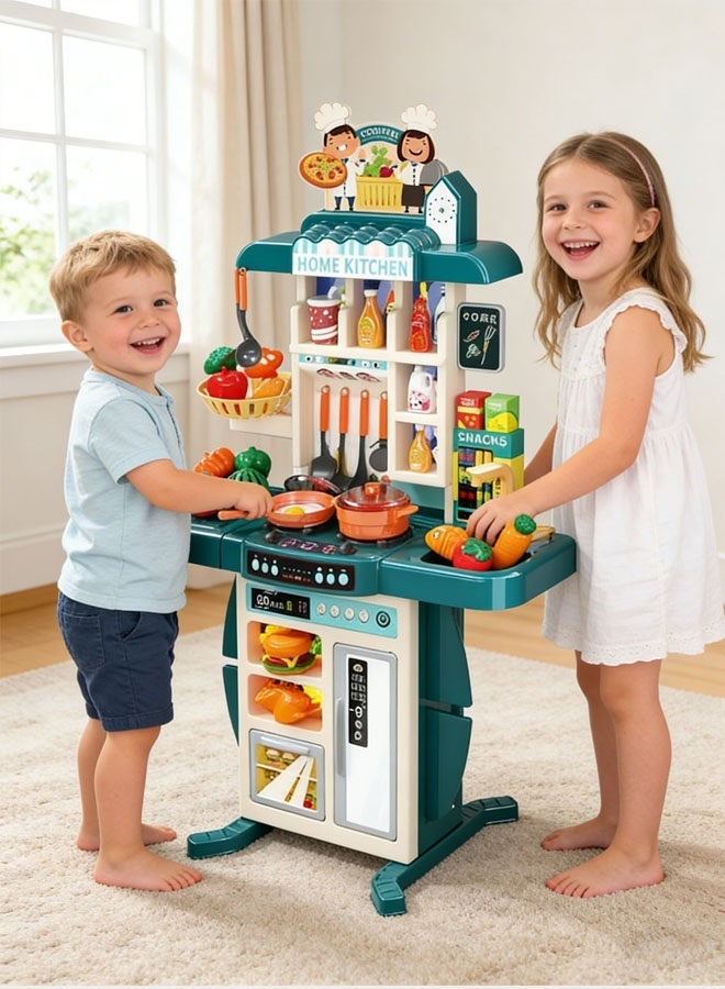 Kids kitchen Play Toy Set,54-Piece Beautiful Pretend Kitchen Play Set Toy, Cutting Play Kitchen Set for Kids, Pretend Cooking Fruit & Vegetables Fast Food,  Educational Gift for Children Birthday - Image 3