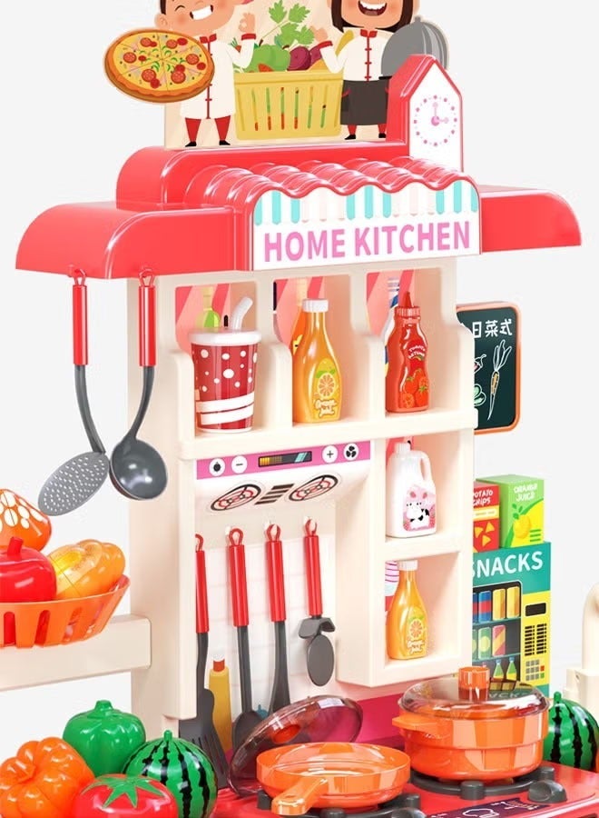 Kids kitchen Play Toy Set,54-Piece Beautiful Pretend Kitchen Play Set Toy, Cutting Play Kitchen Set for Kids, Pretend Cooking Fruit & Vegetables Fast Food,  Educational Gift for Children Birthday - Image 5