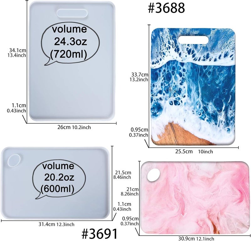FUNSHOWCASE Cutting Board Epoxy Resin Silicone Molds for Serving Tray Platter Concrete Cement Clay, Extra Large 13inch Height - Image 2