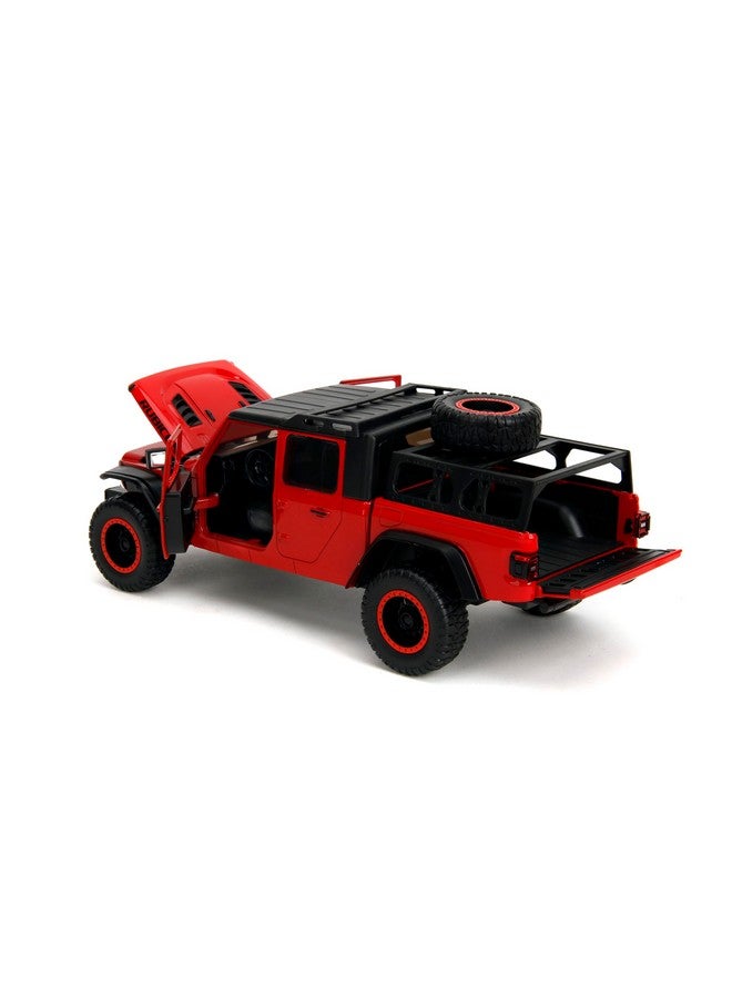 Jada Toys شاحنات فقط 1:24 2020 جيب غلادياتور سيارة مصبوبة ورف إطارات، ألعاب للأطفال والبالغين (أحمر) - Image 2
