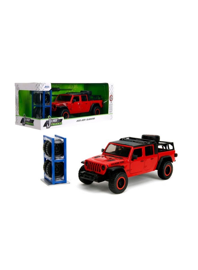 Jada Toys شاحنات فقط 1:24 2020 جيب غلادياتور سيارة مصبوبة ورف إطارات، ألعاب للأطفال والبالغين (أحمر) - Image 1