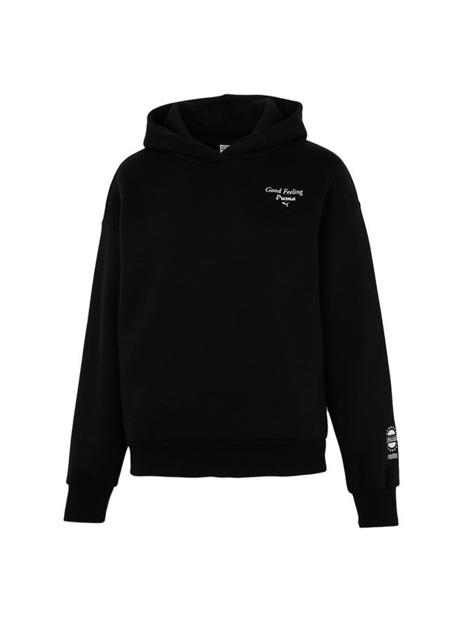 PUMA هودي رياضي بسيط ومتعدد الاستخدامات مزود ببطانة من الفليس ومقاوم للرياح للنساء بأكمام طويلة وقبعة قصيرة - Image 5