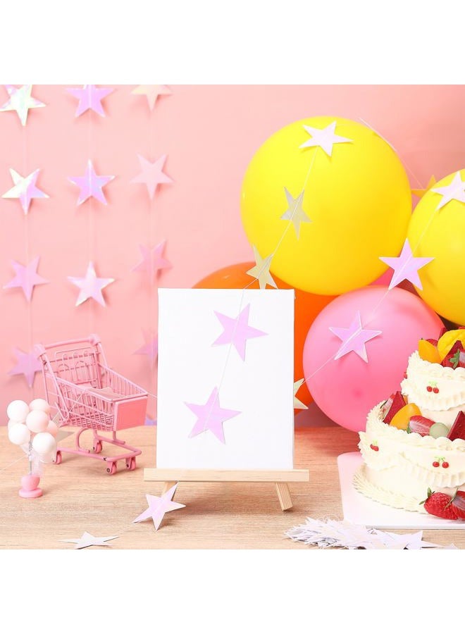 Patelai Glitter Star Garland Banner Decor, 130 Feet Star Hanging Bunting Banner Bright Backdrop for 2025 Graduation Prom Wedding Birthday Christmas Party Supplies(Iridescent Pink) - Image 4