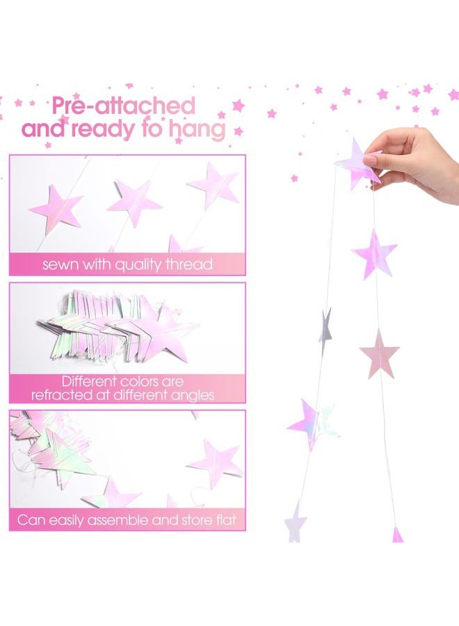 Patelai Glitter Star Garland Banner Decor, 130 Feet Star Hanging Bunting Banner Bright Backdrop for 2025 Graduation Prom Wedding Birthday Christmas Party Supplies(Iridescent Pink) - Image 3
