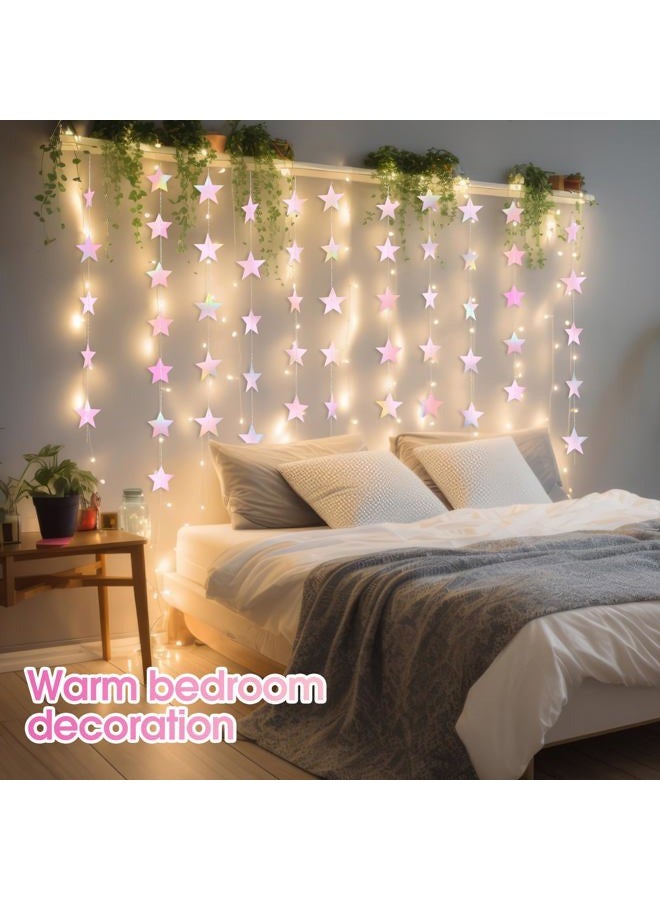 Patelai Glitter Star Garland Banner Decor, 130 Feet Star Hanging Bunting Banner Bright Backdrop for 2025 Graduation Prom Wedding Birthday Christmas Party Supplies(Iridescent Pink) - Image 5