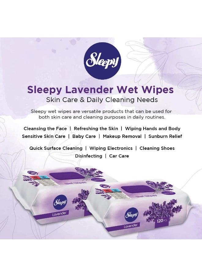 Sleepy Care Wet Wipes, Lavender, 120 Sheets  - Image 5