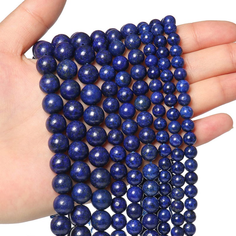 Xilitata 60pcs 6mm Lapis Lazuli Round Blue Beads for Jewelry Making
