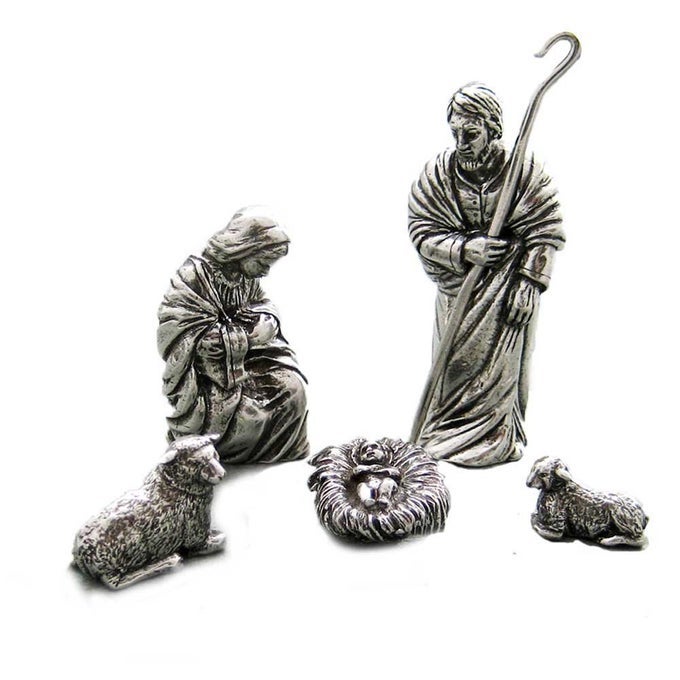 HOLY FAMILY NATIVITY SET HANDCRAFTED PEWTER NATIVITY SETSCENE MADE IN USA
