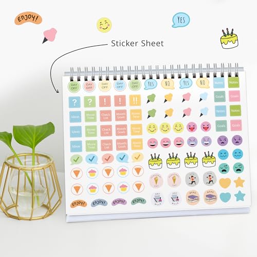 Papboo Aesthetic 2025 12 Months Desk Calendar With To-do List Planner and Sticker Sheet Includes notes section 220 GSM White Wiro, 6 * 8 Inchs (Colorwheel) - Image 3