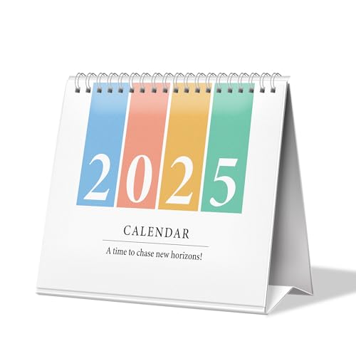 Papboo Aesthetic 2025 12 Months Desk Calendar With To-do List Planner and Sticker Sheet Includes notes section 220 GSM White Wiro, 6 * 8 Inchs (Colorwheel) - Image 1