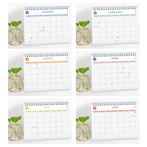 Papboo Aesthetic 2025 12 Months Desk Calendar With To-do List Planner and Sticker Sheet Includes notes section 220 GSM White Wiro, 6 * 8 Inchs (Colorwheel) - Image 5