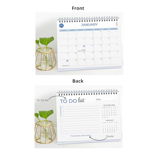Papboo Aesthetic 2025 12 Months Desk Calendar With To-do List Planner and Sticker Sheet Includes notes section 220 GSM White Wiro, 6 * 8 Inchs (Colorwheel) - Image 2